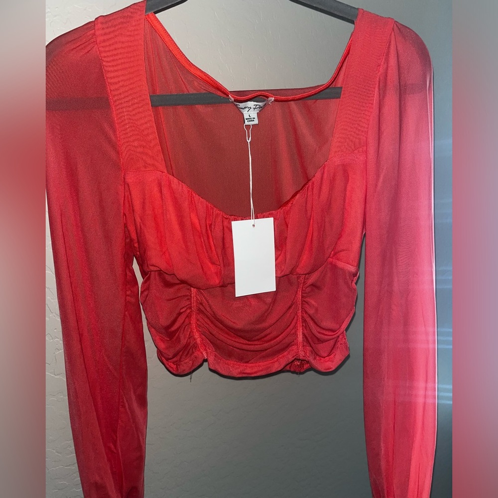 Emory Park Long Sleeve Mesh Top